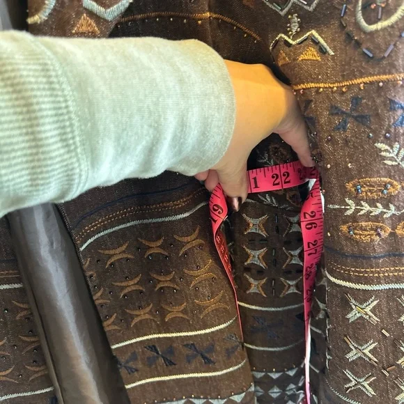 Coldwater Creek Brown Embroidered Southwestern Open-Front Jacket | Women’s - Picture 9 of 10